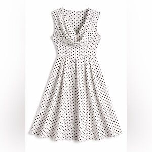 Acevog Black & White Polka Dot Dress Size Large Pleated Fit & Flare Midi
